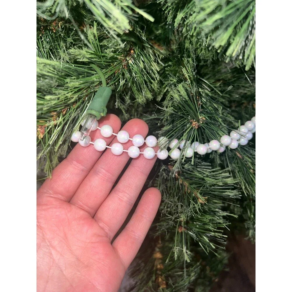 Vintage Christmas Bead Garland Hue Lot Pearl Pink Blue 60+ Yards, Holiday Decor,